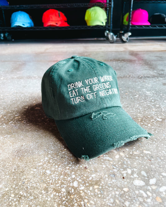 Water, Green, No Negativity Hat (Distressed)