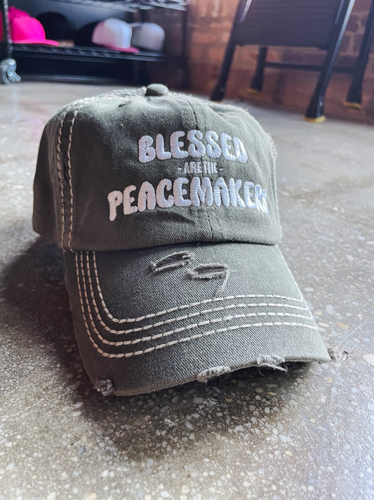 Blessed Are The Peacemakers Adult Hat (Big Stitch Distressed)