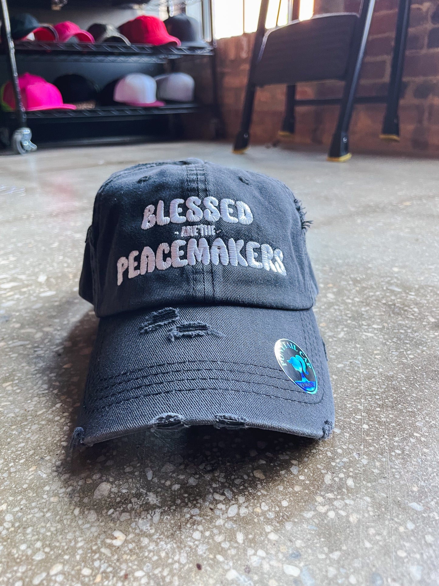 Blessed Are The Peacemakers Adult Hat (Distressed Ponytail)