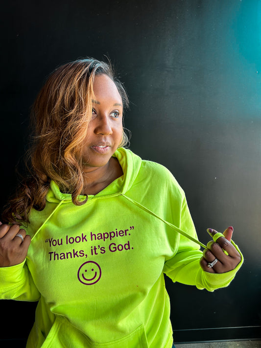 Happier With God Adult Box Hoodie