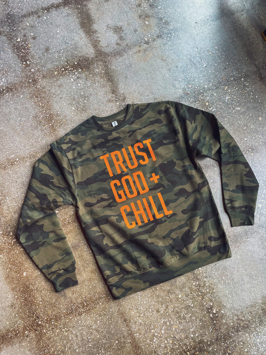 Trust God + Chill Adult Drop Shoulder Sweatshirt