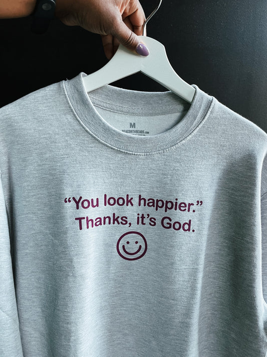 Happier With God Adult Box Sweatshirt