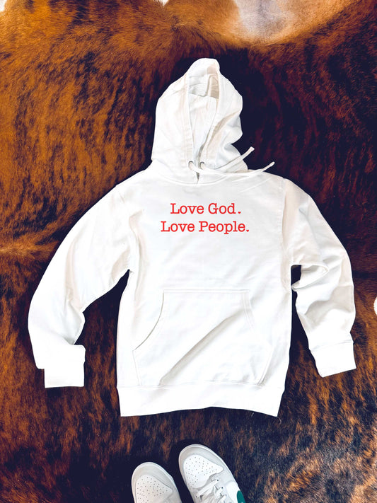 Love God. Love People. Adult Box Hoodie