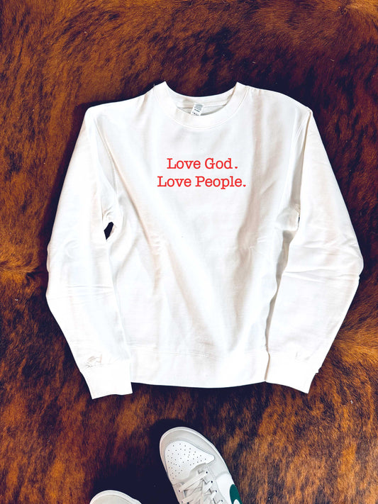 Love God. Love People. Adult Drop Shoulder Sweatshirt