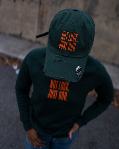 Not Luck, Just God. Hat (Distressed)
