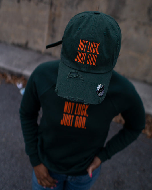 Not Luck, Just God. Hat (Distressed)