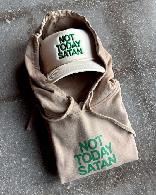 Not Today Satan Hoodie & Ivory Trucker Bundle