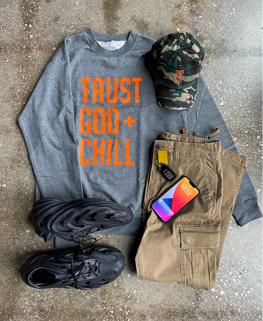 (CLEARANCE) Trust God + Chill Adult Sweatshirt