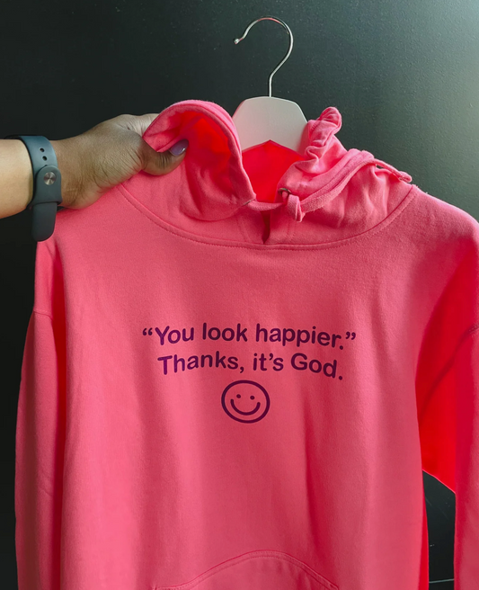 (CLEARANCE) Happier With God Adult Box Hoodie