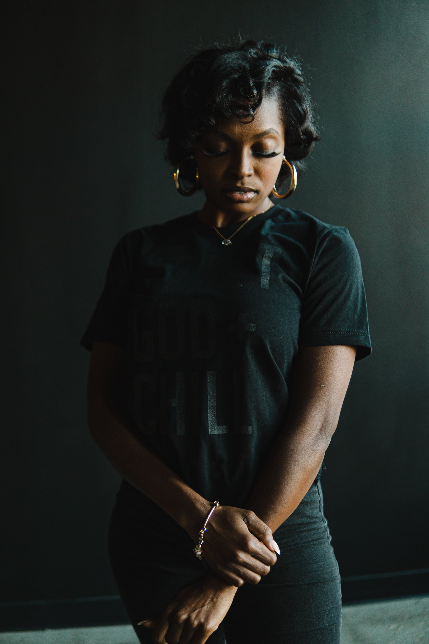 Trust God + Chill (BLKonBLK) Adult T-Shirt