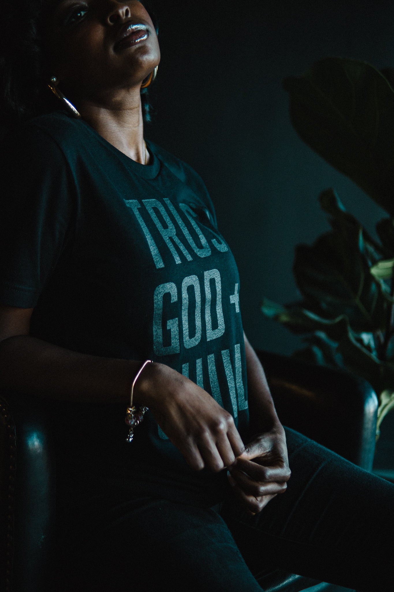 Trust God + Chill (BLKonBLK) Adult T-Shirt