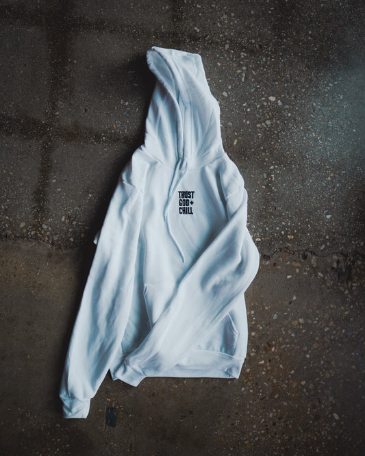 Trust God + Chill Adult Sponge Fleece Embroidered Hoodie