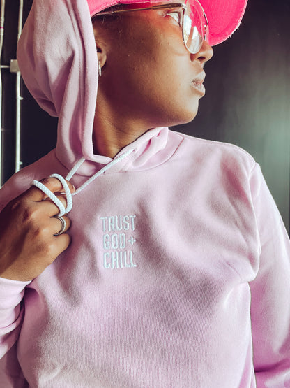 Trust God + Chill Adult Sponge Fleece Embroidered Hoodie