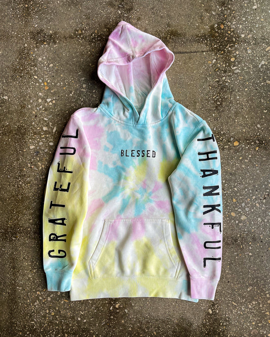 Grateful Thankful Blessed Kids Hoodie