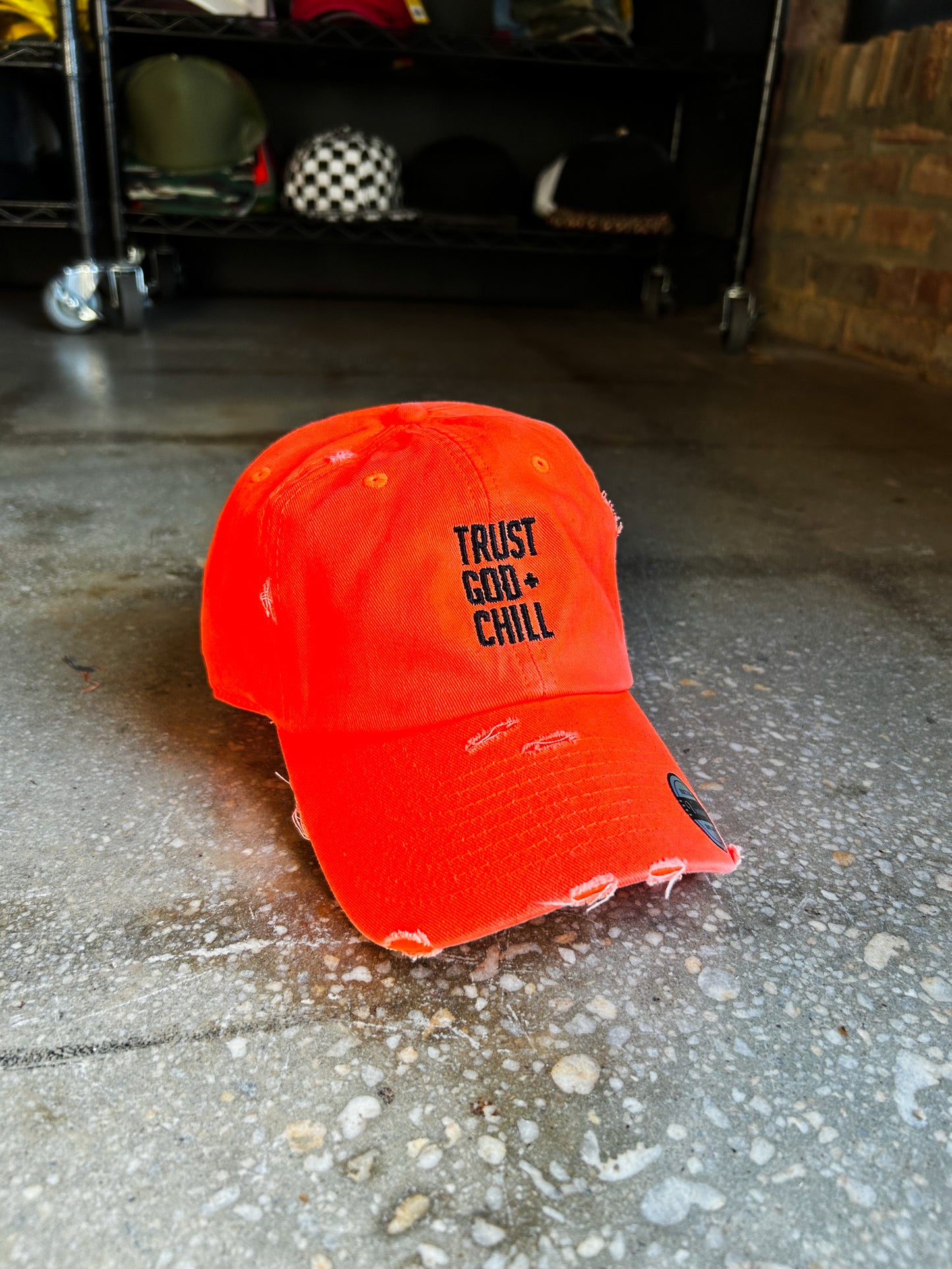 (Neon) Trust God and Chill Hat (Distressed)