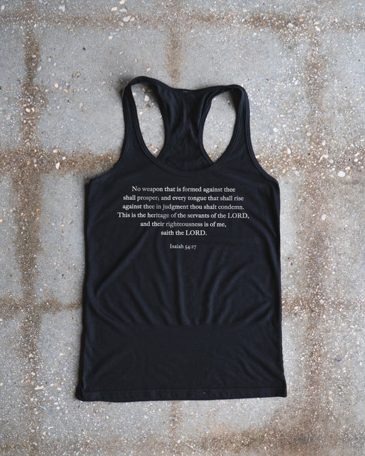 Isaiah 54:17 Women's Racerback Tank