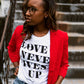 Love Never Gives Up Adult Box T-Shirt