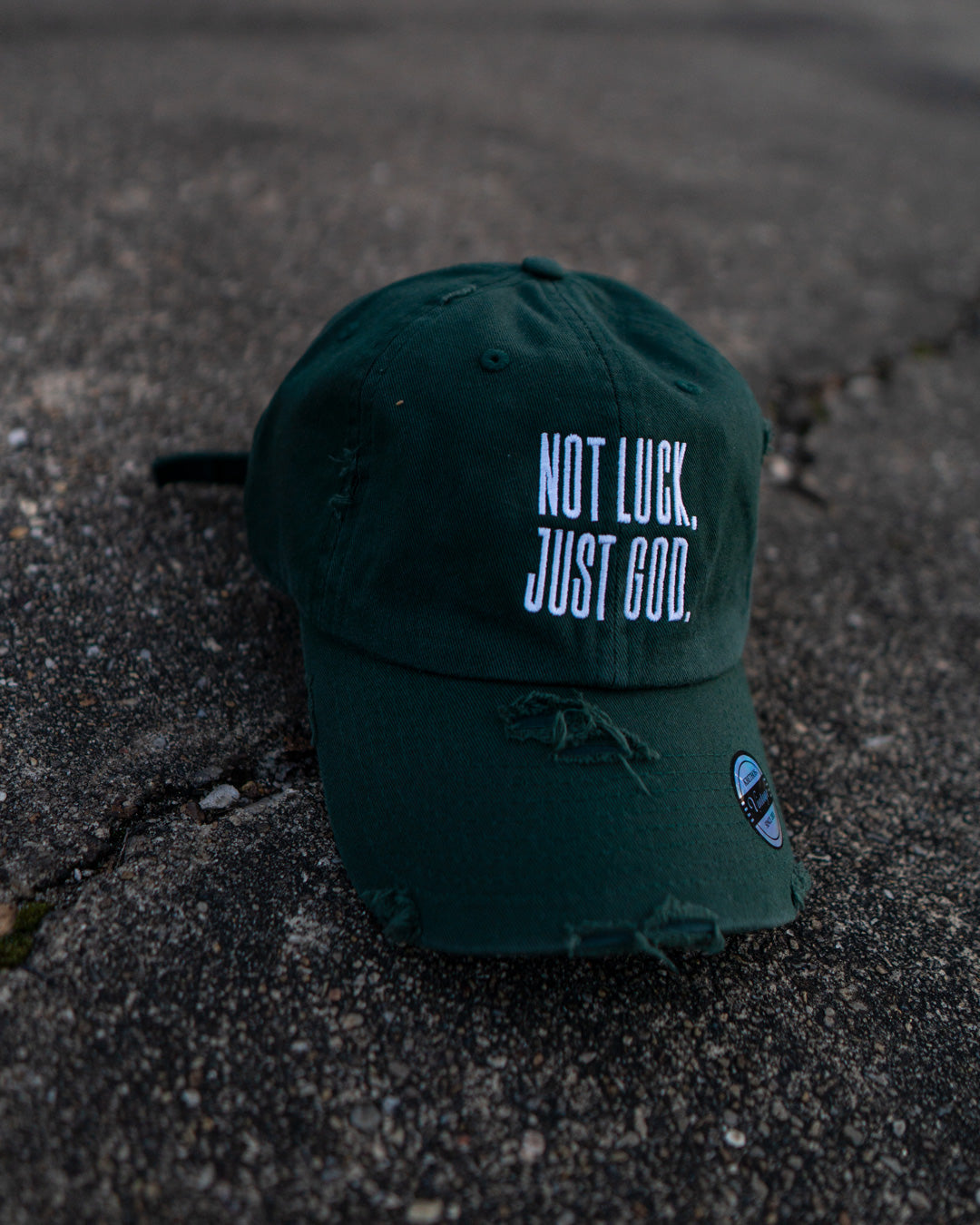 Not Luck, Just God. Hat (Distressed)