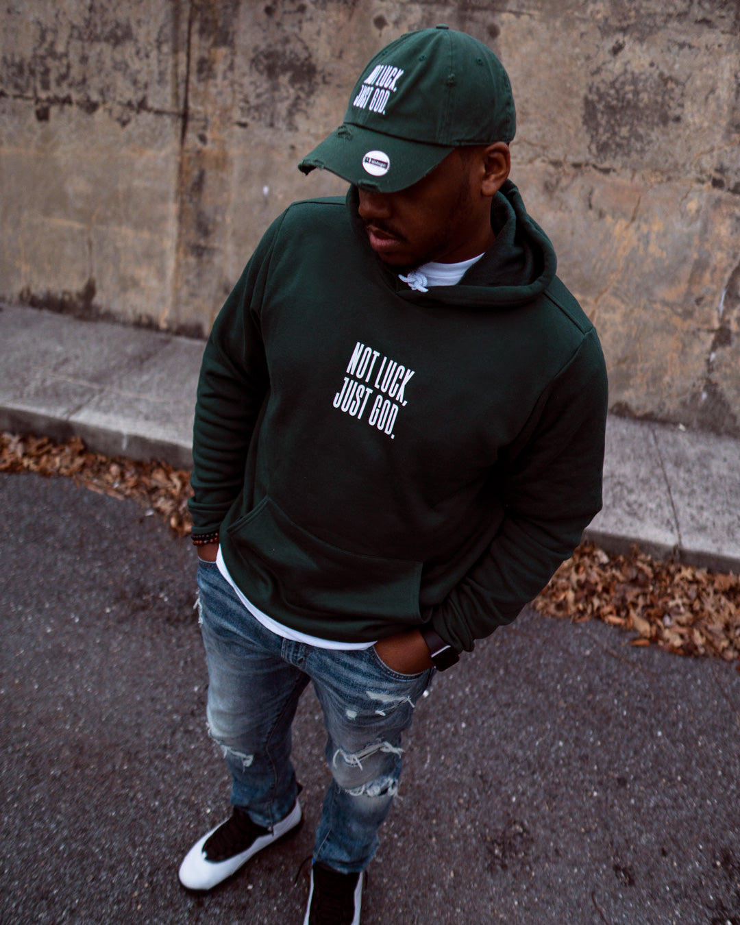 Not Luck, Just God. Adult Sponge Fleece Hoodie