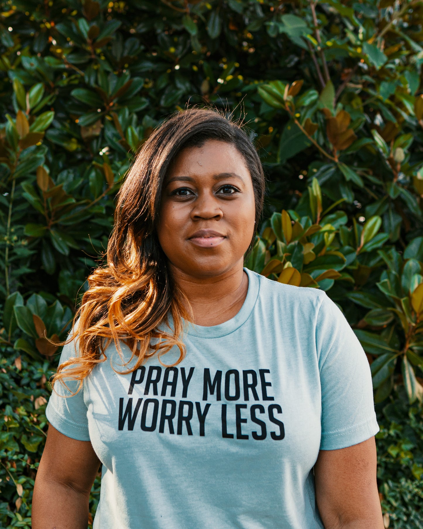 Pray More Worry Less Adult T-Shirt