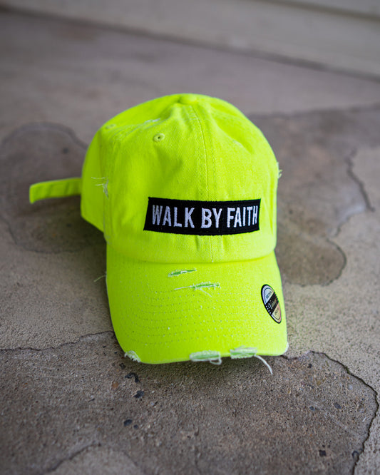 (Neon) Walk By Faith Hat (Distressed)